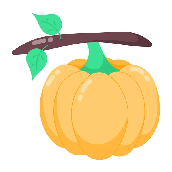 Abóbora Halloween Com Folhas Design Ilustração Vetorial — Vetor de Stock