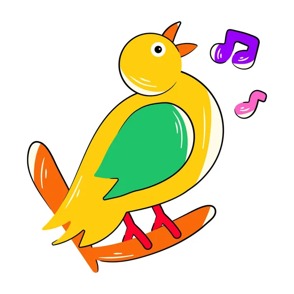 Vector Illustration Cute Hand Drawn Doodle Bird Singing — Stock Vector