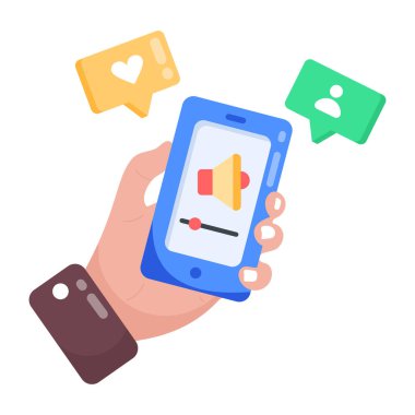 Mobil reklamları tasvir eden yassı etiket