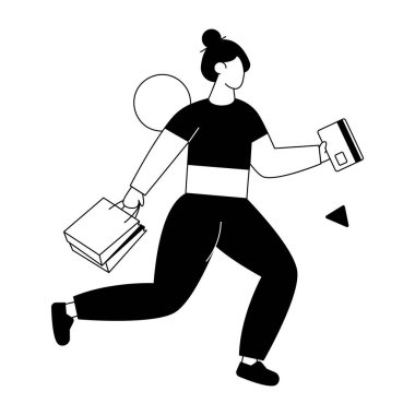 Beyaz arka planda alışveriş torbaları olan genç bir kadın. 