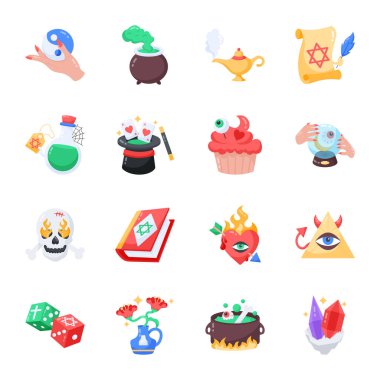 Cadılar Bayramı düz Icons set  
