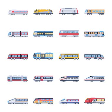 farklı tren simgeleri dizisi 