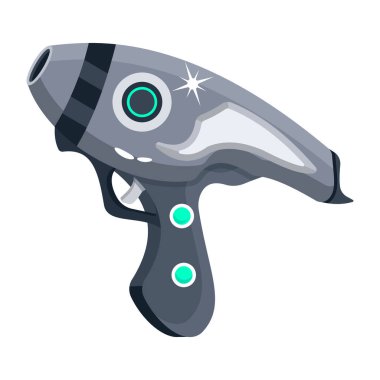 Fütüristik silah, VR oyun silahı ikonu, vektör illüstrasyonu      