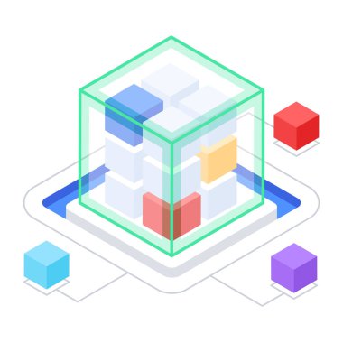 izometrik 3d küp, vektör illüstrasyonu basit tasarım