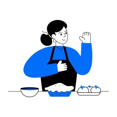 Şef bir tabak ve turtayla yemek yapıyor.