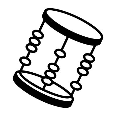 Bir davul vektör illüstrasyonunun izole edilmiş çizgisi 