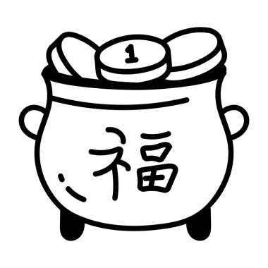 Bir kase bozuk para, vektör çizimi basit tasarım