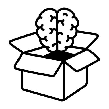 Beyaz arkaplanda beyin simgesi olan kutu