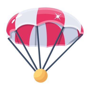 Beyaz arkaplan üzerinde paraşüt simgesi, renkli tasarım vektörü çizimi 