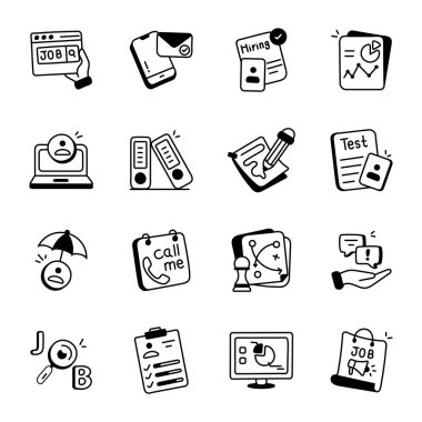 iş simgeler kümesi, anahat stili 