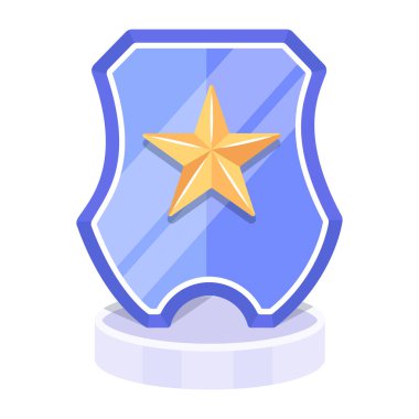 Yıldız simgesi ve vektör illüstrasyonlu kalkan 