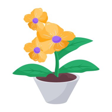 Güzel çiçekli izole çiçek saksısı tasarımı