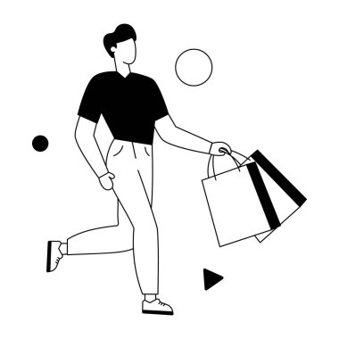 Beyaz arka planda alışveriş torbaları olan genç bir kadın. 