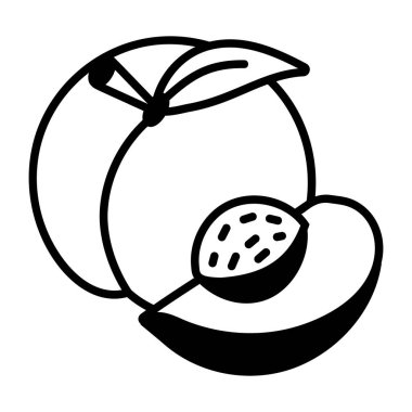 Şeftali meyvesi simgesi, çizgi biçimi 