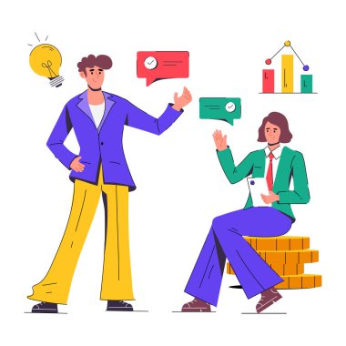 İş adamlarının ve çalışmalarının vektör çizimi           