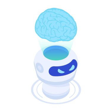 İzometrik tarzda robot teknolojisi simgesi