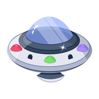 vektör karikatür uzay gemisi simgesi beyaz arkaplanda izole edildi.       