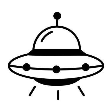 vektör karikatür uzay gemisi simgesi beyaz arkaplanda izole edildi.       