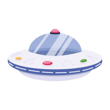 vektör karikatür uzay gemisi simgesi beyaz arkaplanda izole edildi.       