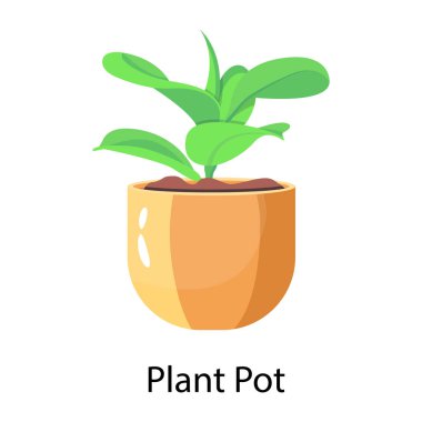 Saksıda bitki var. vektör illüstrasyonu 