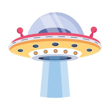 vektör karikatür uzay gemisi simgesi beyaz arkaplanda izole edildi.       