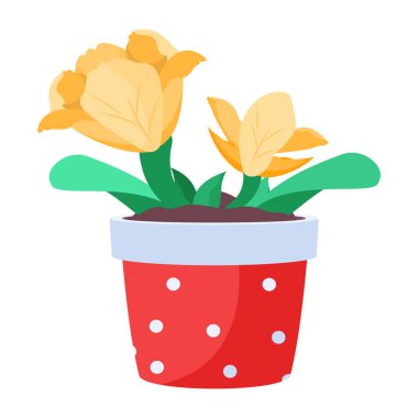 çiçek saksısı tasarımı beyaz arkaplanda izole edilmiş güzel çiçekler