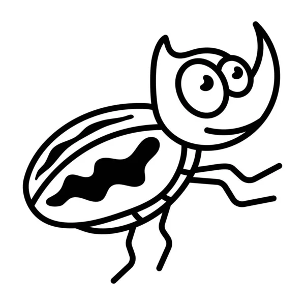 Zwarte Lijn Cartoon Vector Illustratie Van Bug — Stockvector