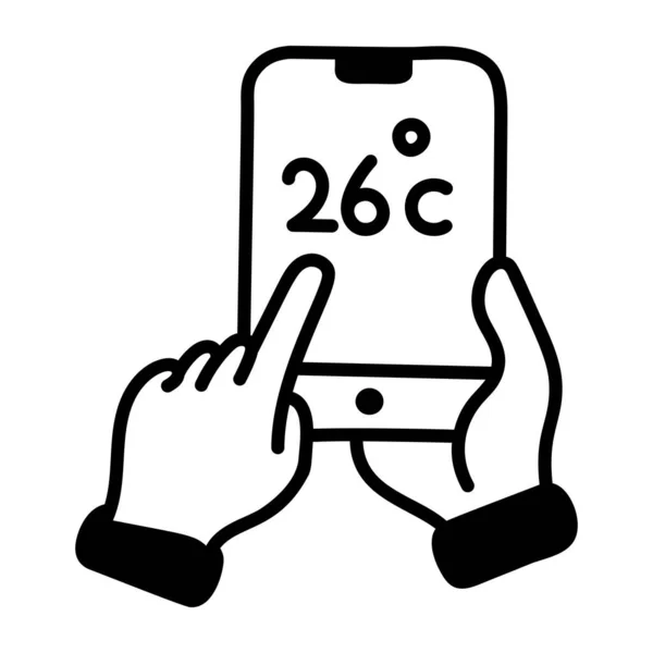 Handy Doodle Icon Mobile Weather App — Stock Vector