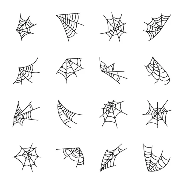 Coleção Vetores Desenhados Mão Spider Net — Vetor de Stock