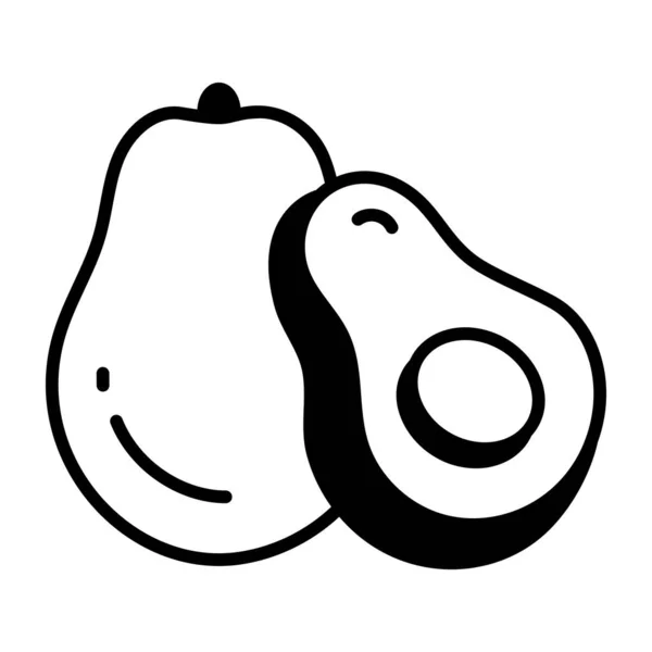 Icona Disegnata Mano Avocado — Vettoriale Stock
