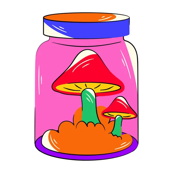 Mushrooms Jar Vector Illustration — Stock Vector