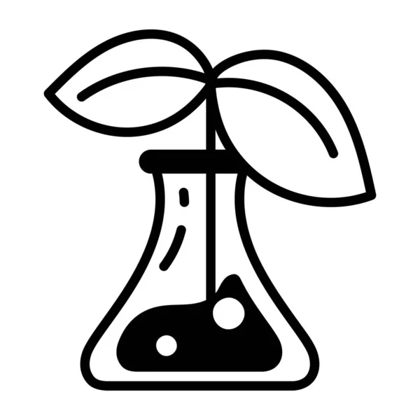 Chemistry Flask Leaves White Background — Stock Vector