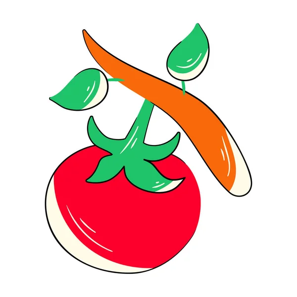 Vektorillustration Einer Roten Tomate — Stockvektor