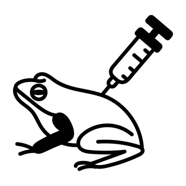 Żaba Ikoną Strzykawki Ilustracja Wektora Prosta Konstrukcja — Wektor stockowy