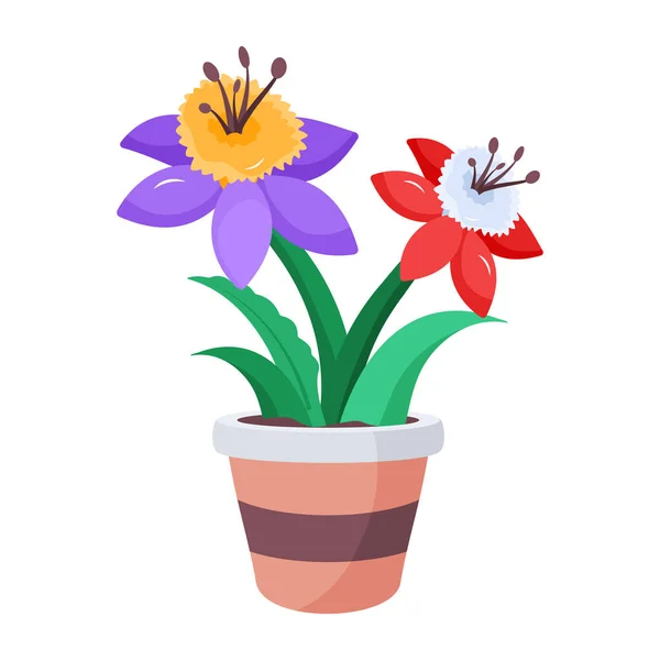 Projeto Isolado Vaso Flores Com Belas Flores — Vetor de Stock