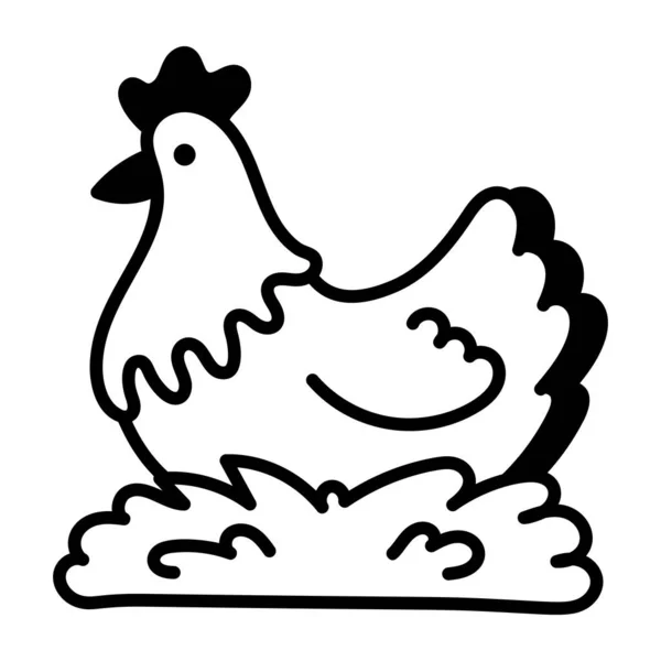 Chicken Icon Outline Style — Stock Vector