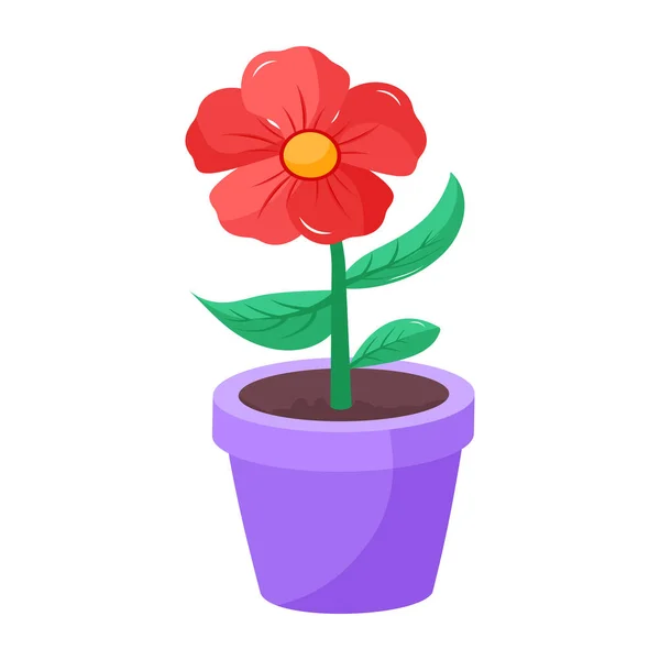 Söt Blomma Potten Isolerad Vit Bakgrund Vektor Illustration — Stock vektor