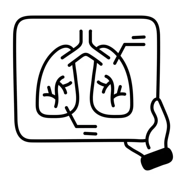 白い背景に肺の線型のサイン — ストックベクタ