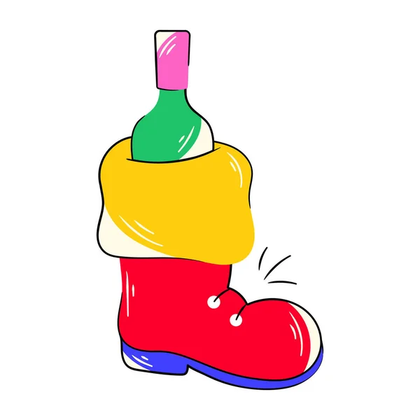 Cartoon Doodle Einer Flasche Wein Vektor Illustration Hintergrund — Stockvektor