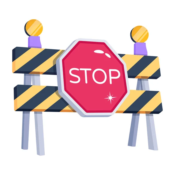 Señal Stop Con Barrera Ilustración Vectorial — Vector de stock