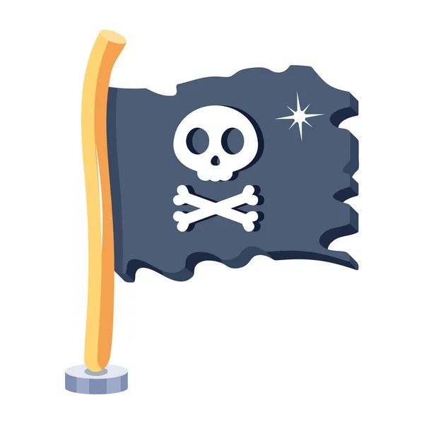 Ikona Flagi Piratów Styl Kreskówki — Wektor stockowy