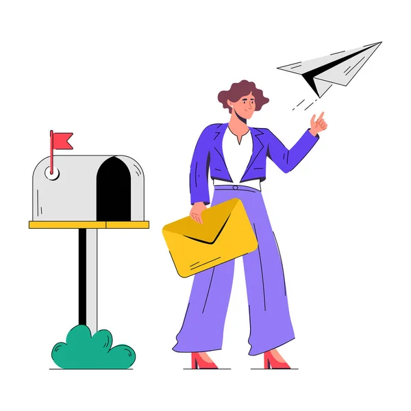 Une Illustration Style Plat Représentant Envoi Courrier — Image vectorielle
