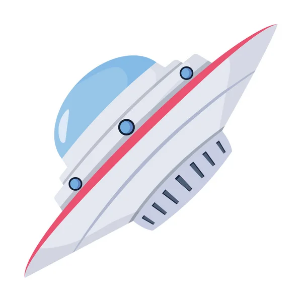 白い背景に隔離されたベクトル漫画宇宙船のアイコン — ストックベクタ