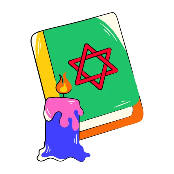 Pegatina Una Caricatura Hanukkah Menorah — Vector de stock