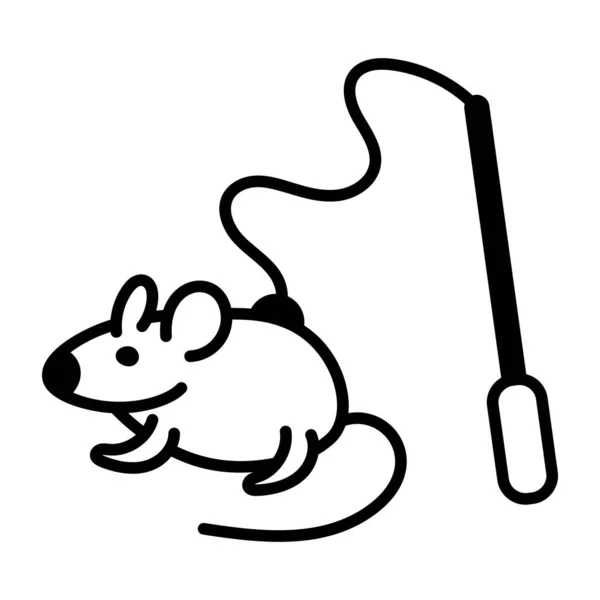 Значок Миші Стилі Лінії Ізольовано Білому Тлі — стоковий вектор
