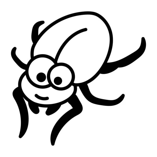 Böceğin Şirin Siyah Beyaz Çizgi Simgesi — Stok Vektör