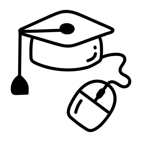 Εικονίδιο Καπακιού Αποφοίτησης Στυλ Περιγράμματος — Διανυσματικό Αρχείο