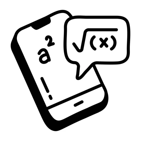 数学記号のついたスマートフォンの線画です — ストックベクタ