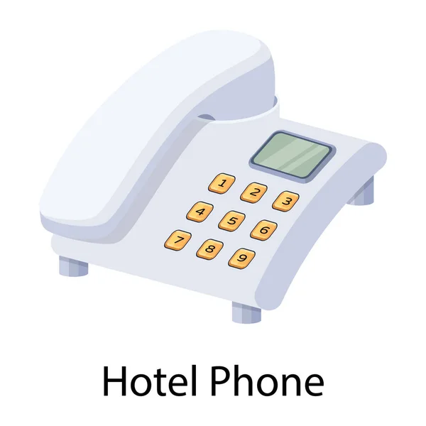 Beyaz Arka Planda Otel Telefonu — Stok Vektör