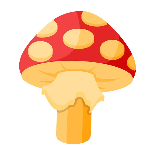 Vector Illustration Red Mushroom Yellow Spots — Stock Vector